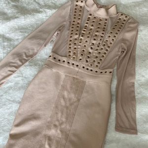 Mock neck bandage mini dress